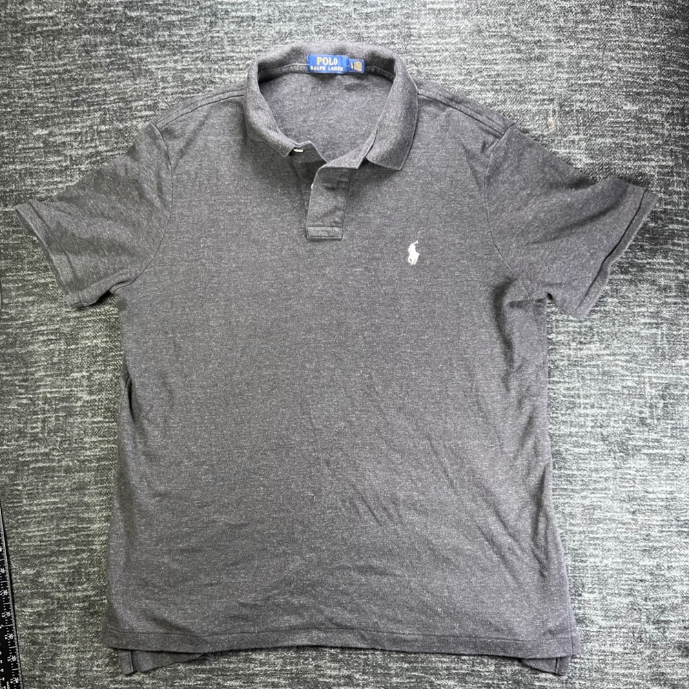 Polo Ralph Lauren Polo Shirt Mens Large Gray Heather Short Sleeve Logo Jersey